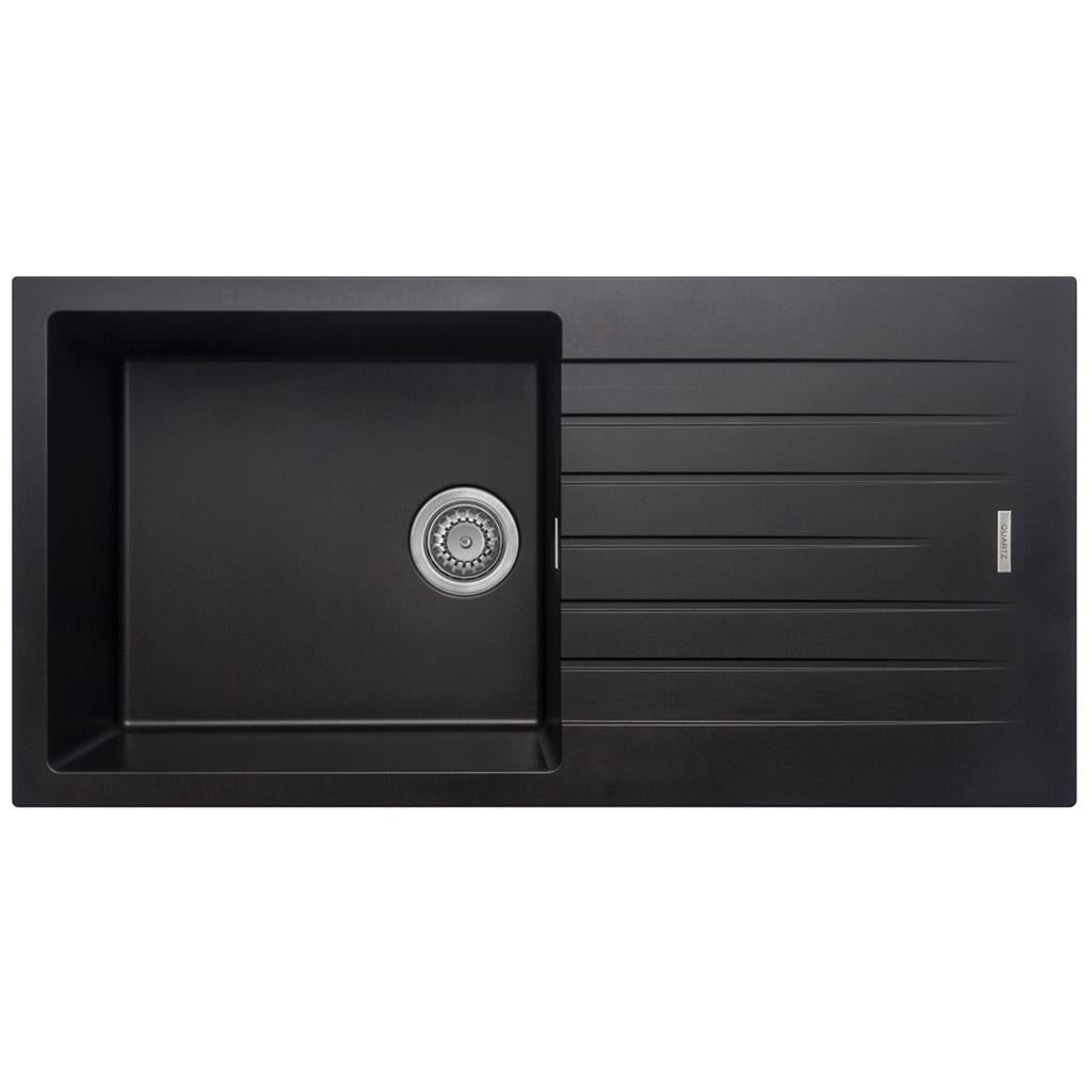 Liquida LG100BL 1.0 Bowl Granite Reversible Inset Black Kitchen Sink With Waste